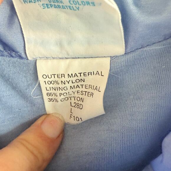 Vtg 80s Adidas Windbreaker Track Jacket Periwinkle Nylon Trefoil Logo Womens L - Picture 11 of 13